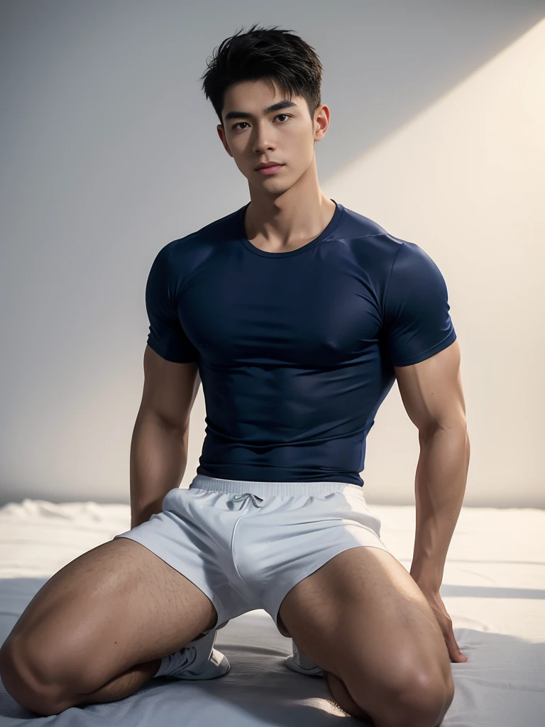 1 Handsome naked Japanese guy ,Sexy pose, A 20 year-old man wearing a Bare chest shirt and Excellent shorts stands against a white background, navy Blue, navy Blue, Sports T-shirt, Blue, Excellent Sportswear, Gorgeous and sexy clothes, Sportswear, Short sleeve, Jinjinshen Blue clothes, Tall young man, Tennis suits, Wearing Sportswear, dark Blue decorative clothing,male,Bare chest,Full chest muscles,Swelling of chest muscles,Six-pack,Hips, Handsome,High,Muscles look good,hairy body,Sexy expression, Wheat complexion,black eyes(thin eyes 1:3),Full body image, Excellent, perfect dick shape, Perfect hand details,Detailed you, , Mostly juicy ass, The opening of your legs