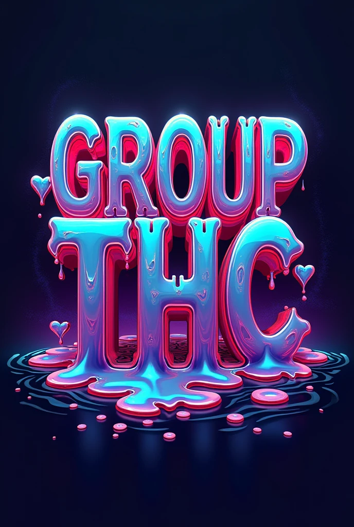 Psychedelic melting letters logo that says group thc