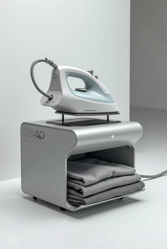 Create an iron that irons clothes and then folds the clothes, make it small, not 40 cm x 40 cm square, make it innovative, show it in detail