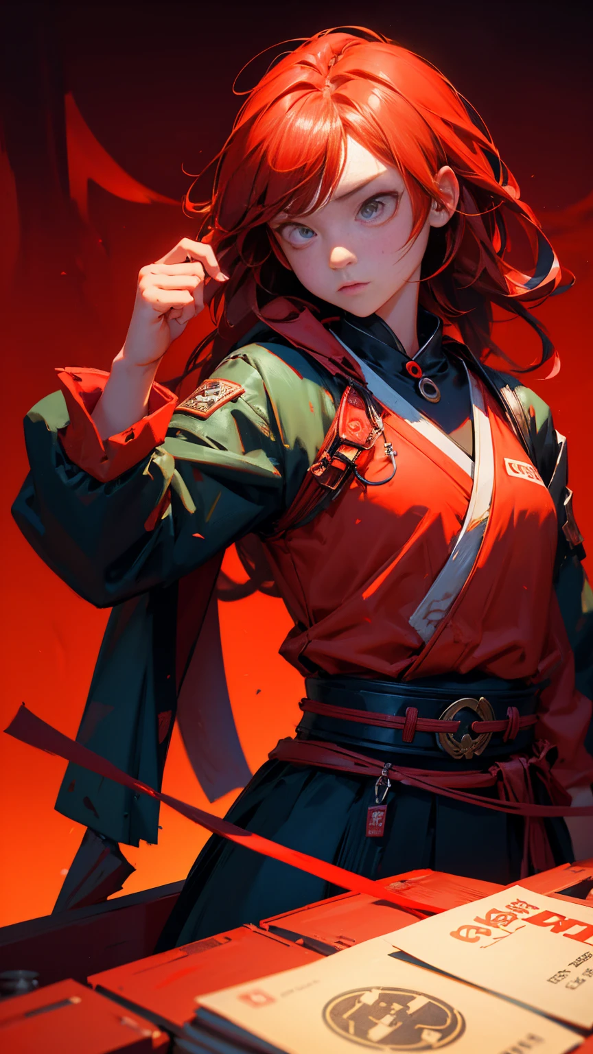 A Japanese girl with a Shocked face, Lost Money, bad trader, Girl trading and losing money. Shocked face, Hopeless, Red color theme, bitcoin evil, 3 d epic illustrations, hyper realistic fantasy bad trader, background artwork of staock exchange, 3 d game art, 3d game art, digital arts, Red theme as facing loss, Girl character design, illustration daily deviation, game art, losing control, greedy