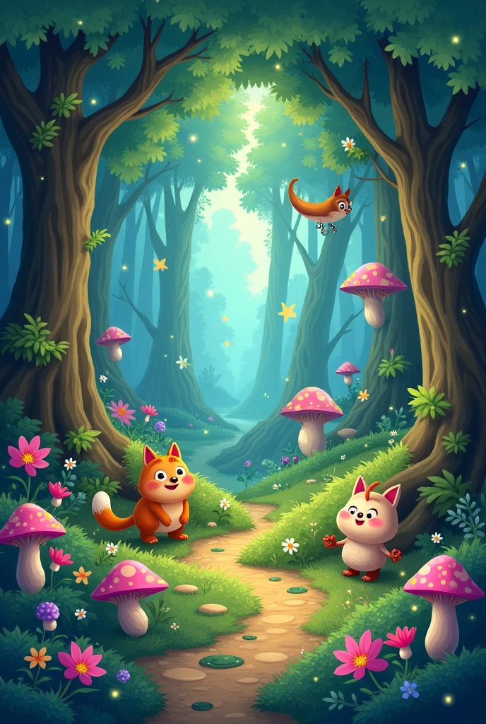 Uma floresta encantada, cartoons 