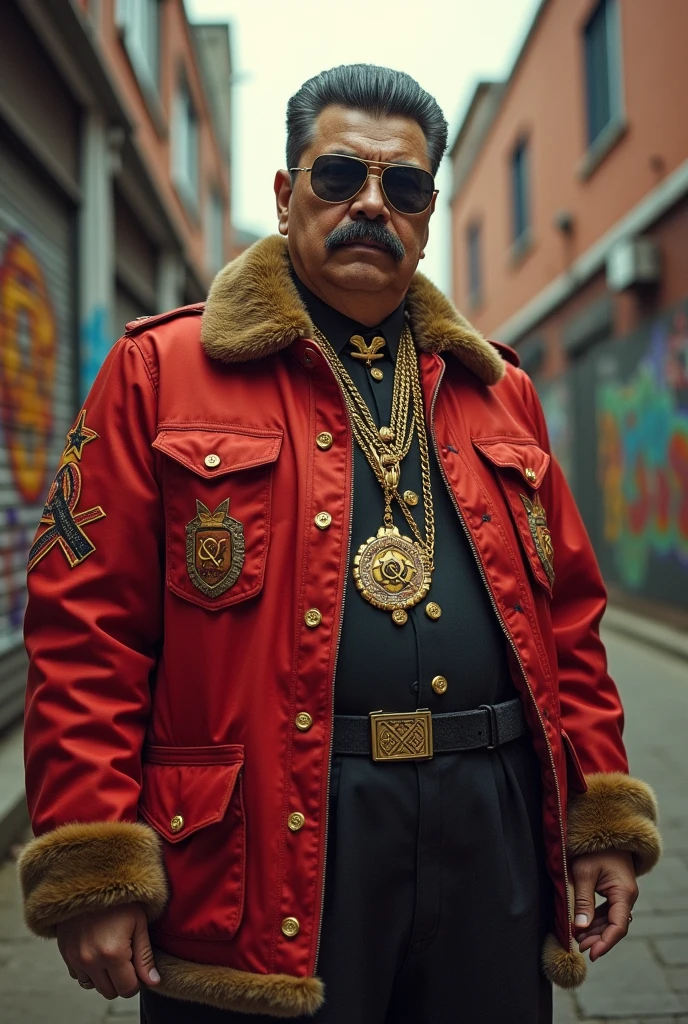 Joseph Stalin dressed as a rapper for a rapper album