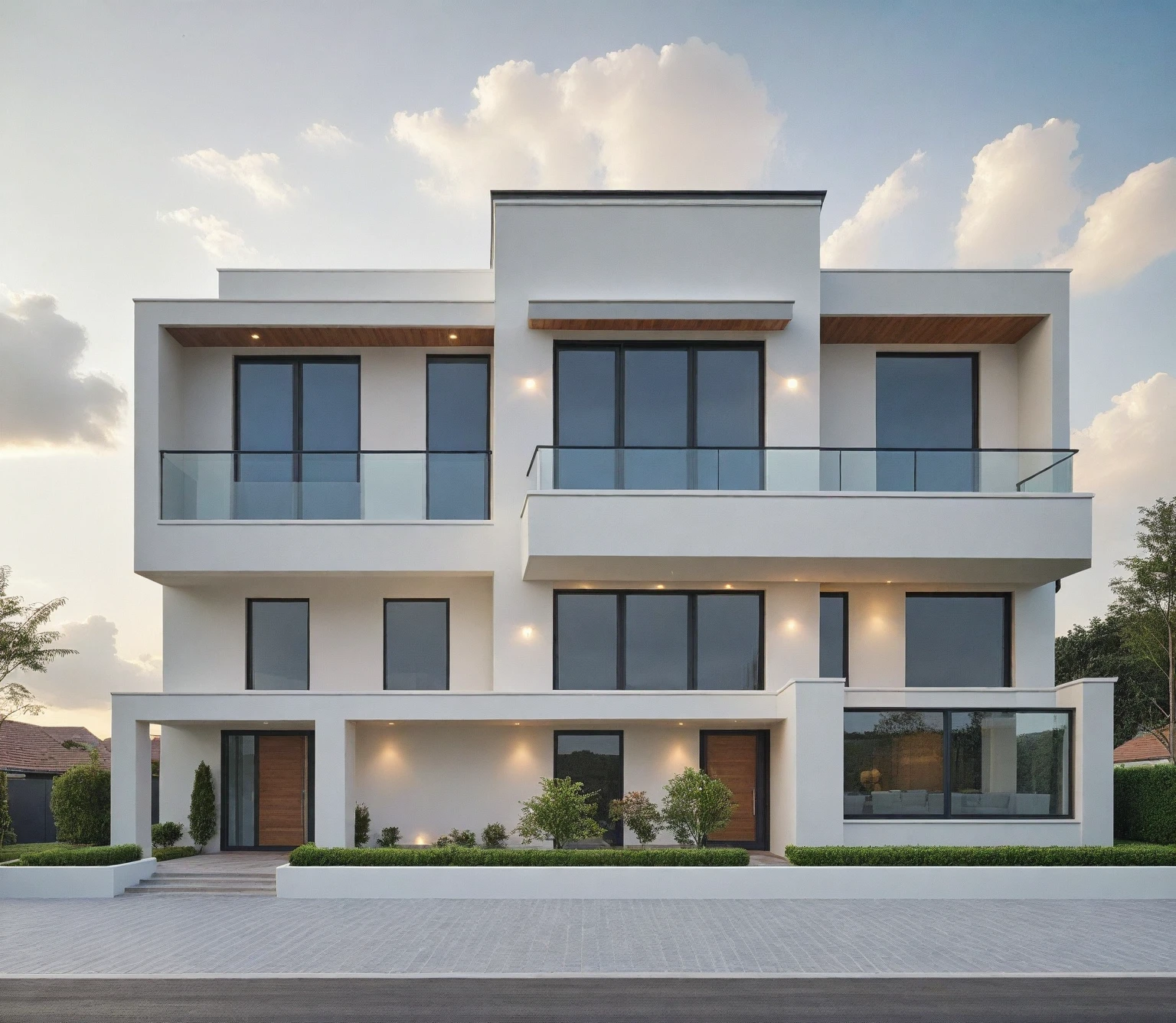 Architectural style Architectural style, ((Classic Style House)),(masterpiece) , ((best quality)), dramatic lighting, high quality outdoors, sky, day, cloud, tree, blue sky, building, scenery, road, real world location, sunlight, enough detail, high resolution,super realistic, Photorealistic, highly detailed, balcony, plants, door, car, truck, parking slot, paving, . Clean lines, architectural drawing, highly detailed , . Clean lines, geometric shapes, minimalist, modern, architectural drawing, highly detailed