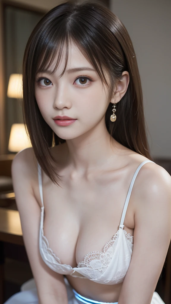 ((((masterpiece、Highest quality、High resolution、Tabletop、wallpaper、Realistic、Bright lighting、Professional Lighting、Face Light、Smooth lighting、Japanese women、Beautiful woman、action、gravure、sexly、so beautiful、Beautiful Skin、Beautiful and exquisite、Detailed face、slim:1.5))))、((Big Breasts:1.4))、((((Japanese,20-year-old,One Woman:1.5)))),smile,Close mouth,accessories, Earrings, Luxury Lounge,evening gown,dress,cabaret girl, hostesses