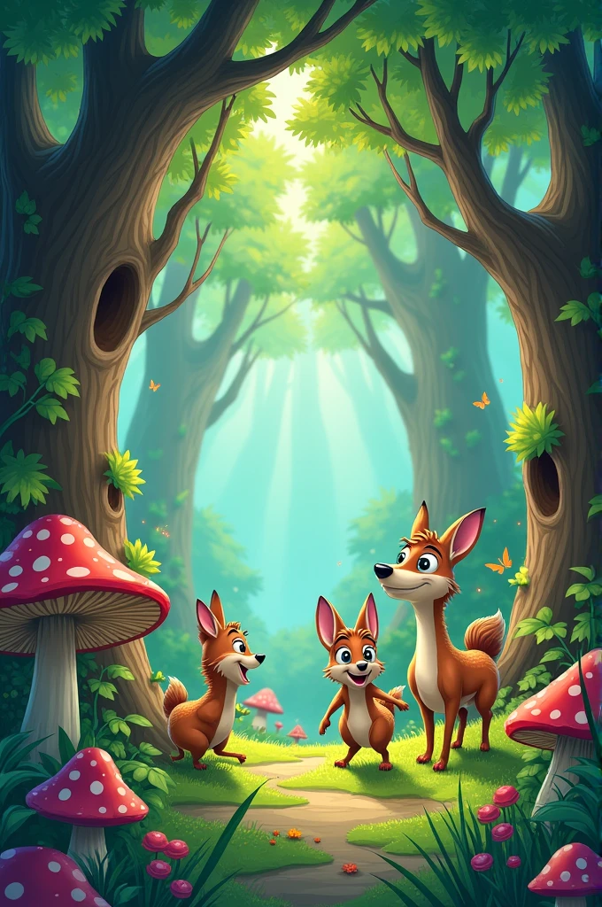 A magical forest, cartoons 