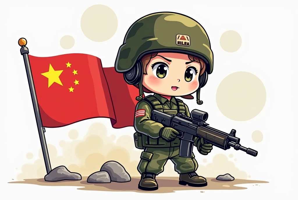 (The background is transparent)(There is a complete one)(On the left is the five-star red flag) (A cartoon character in camouflage military uniform holding an AK47 submachine gun in his right hand)(The theme is"If there is a war,Must return when summoned!",The font must be strong and powerful)(The whole picture looks very loving.)(The picture has high-tech weapons from science fiction)
