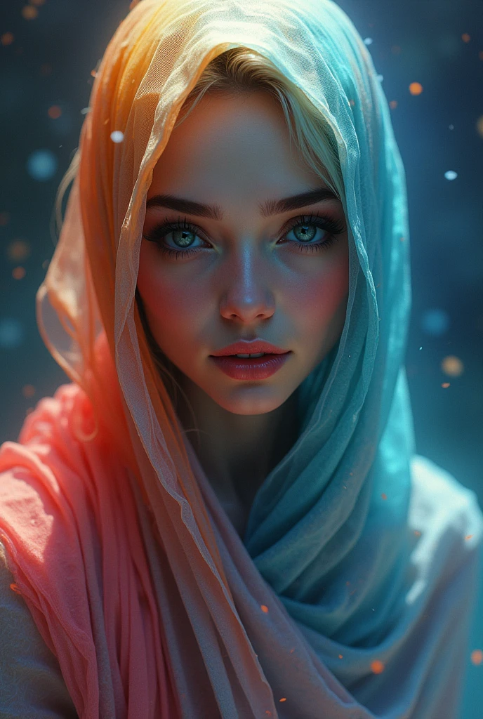 Naked hijab woman with rainbow long socks