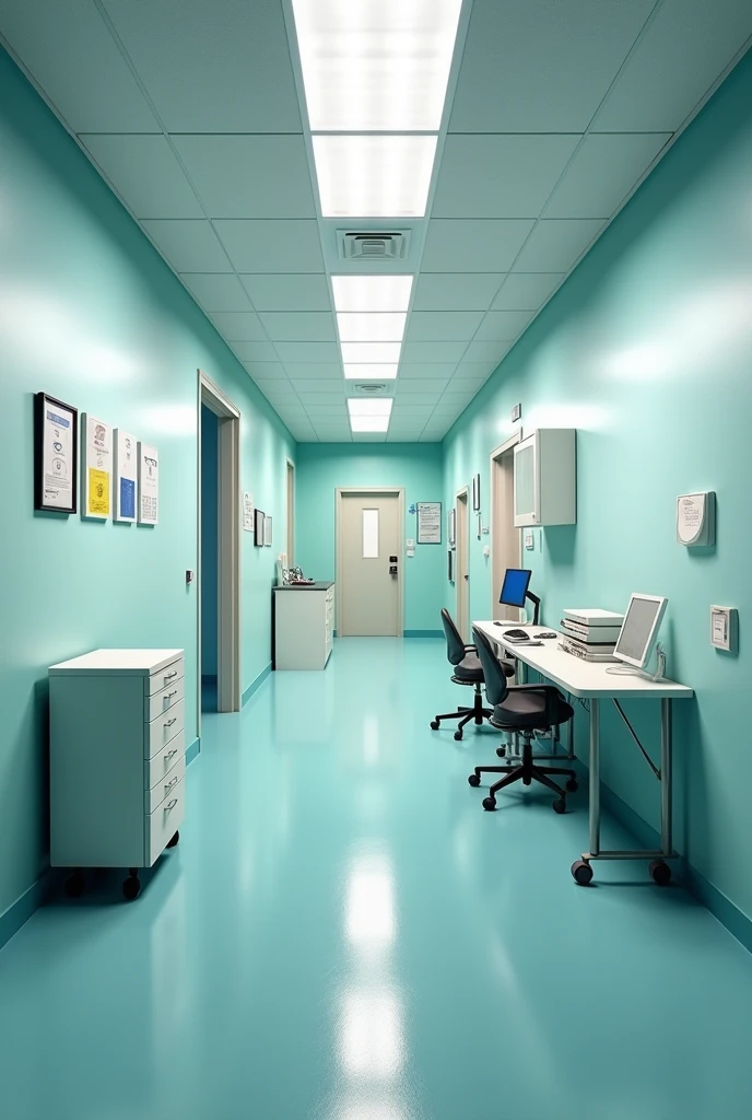 If you are commissioned by a medical doctor to retrofit an abandoned clinic of 5 meters by 6 meters in size, The Access hallway parallel to the 5 meter length of the room. 