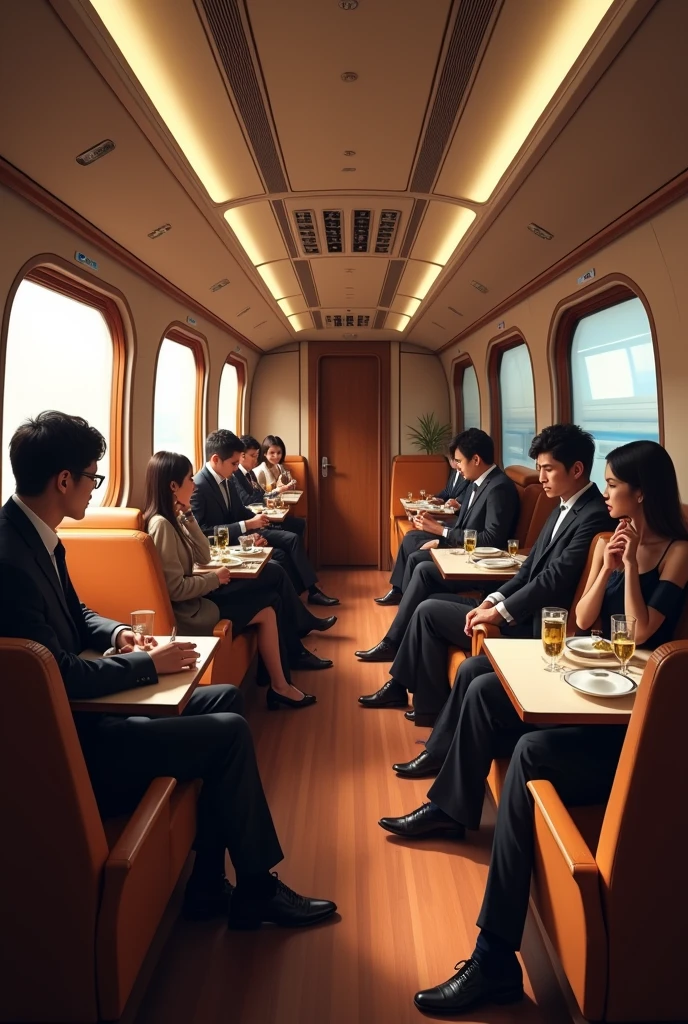 Imagine A Interior of A Bullet Train with luxury 