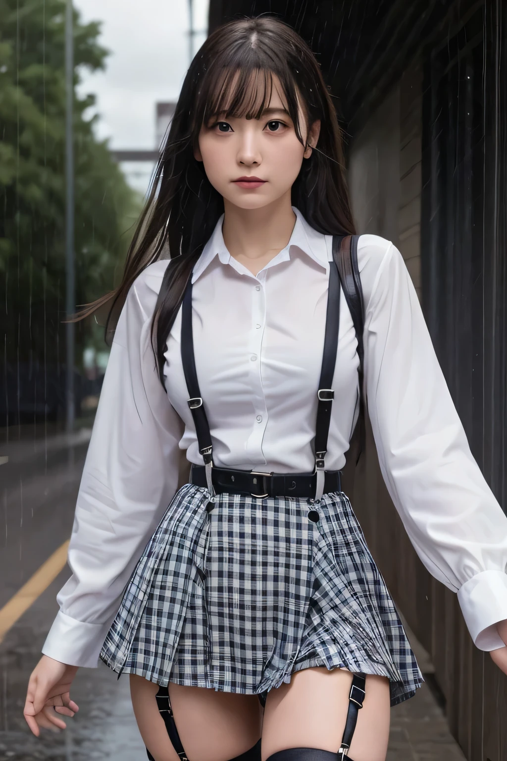 1 female, , high quality, masterpiece, Ultra-high resolution, Cinema Lighting, 1 female, , high quality, masterpiece, Ultra-high resolution, , Cinema Lighting, suspenders Moderate breasts Small face Looking up Sweat Thin belt buzzer 脇Sweat garter belt Belt on pants holster Hands behind your back Looking up Anxious face Knee-high Knee socks Knee-highソックス garter ふとももにgarter belt Checkered mini skirt Panty shot Skirt gap Armament holster holster Hands behind your back Anxious expression Anxious face, legs apart Armament Leg Holster holster See-through clothing heavy rain Rain-soaked dress shirt,Moderate breasts ガーターbelt suspenders Garter on the thigh Checkered mini skirt Looking up Pause belt Armpit sweat Hands behind back Raise your hands