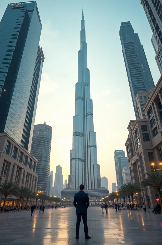 Man who stand outside the Burj Khalifa 