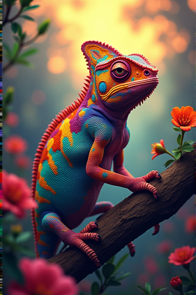 Chameleon with Mexican colors