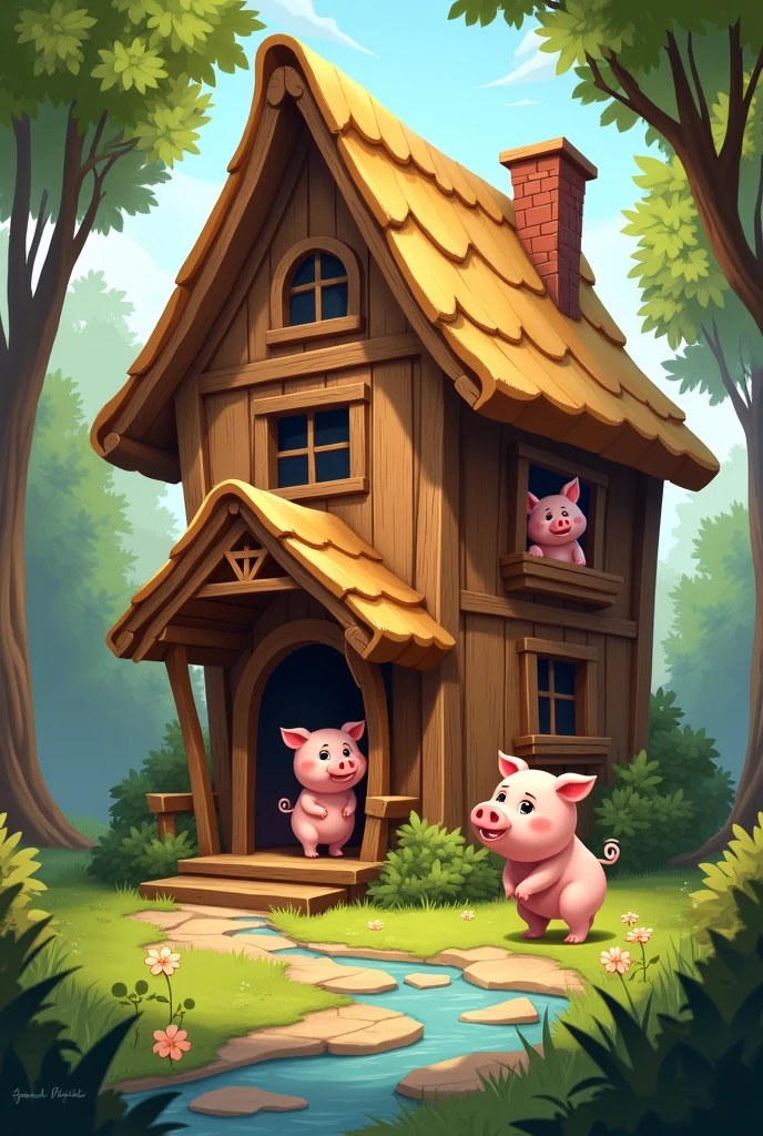 wood house for three little pig