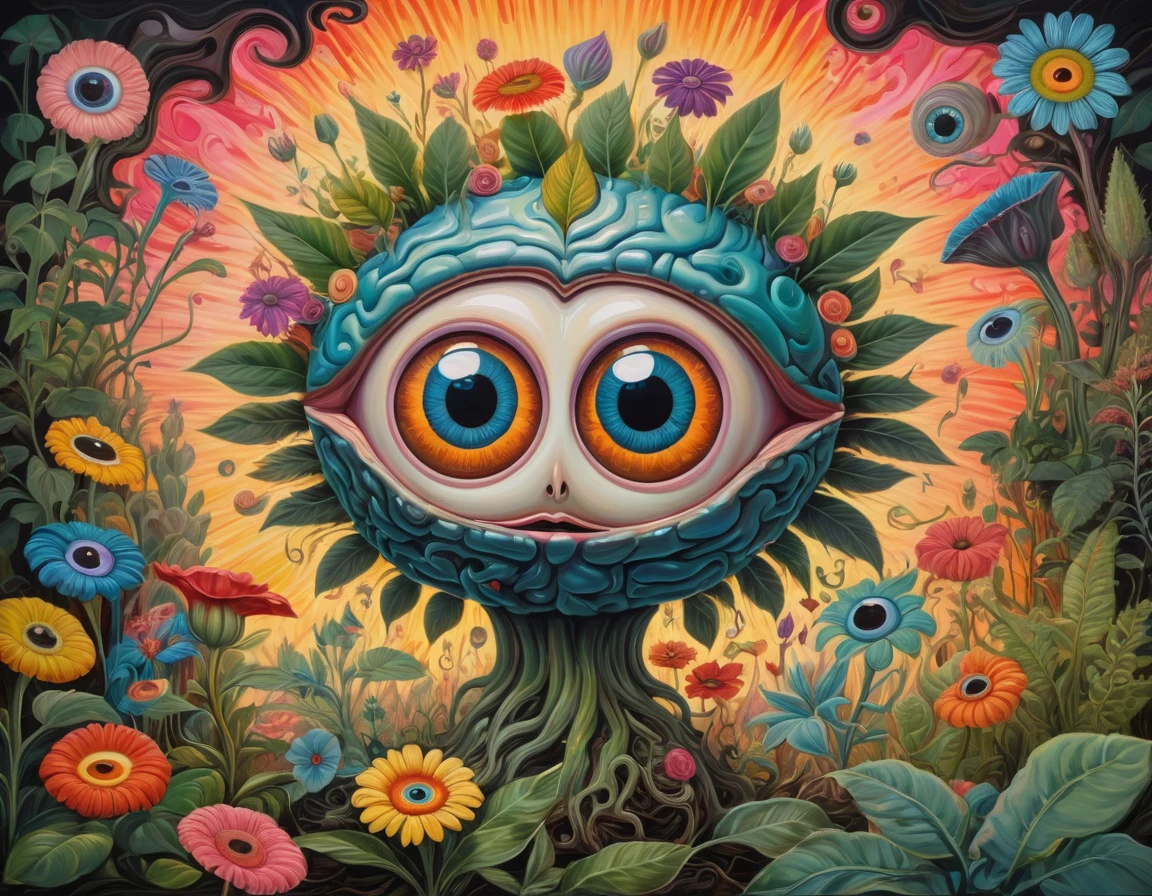 A flower with big eyes in the painting，Surrounded by plants, Psychedelic surrealist art, The Holy Grail of the Brain&#39;s Eye, Shaman horror LSD art, Psychedelic illustration, Pop surrealism, Surreal psychedelic design, Exotic plants and fauna, Exotic plants, Psychedelic Art, Highly detailed surrealist art, strange plants, hallucinatory art, DMT art, Psychedelic Artworka Psychedelic Psychedelic Psychedelic Psychedelic Psychedelic Psychedelic Psychedelic Psychedelic Psychedelic Psychedelic Psychedelic Psychedelic Psychedelic Psychedelic Psychedelic Psychedelic Psychedelic Psychedelic Psychedelic Psychedelic, Psychedelic trip, Visionary Art Style, Psychedelic acid trip, Psychedelic dmt, Pattern Fantasy Art, Psychedelic, DMT vision, Psychedelic Art, DMT art, while tripping on dmt, just take a pinch of Psychedelic, Psychedelic digital art, Psychedelic!