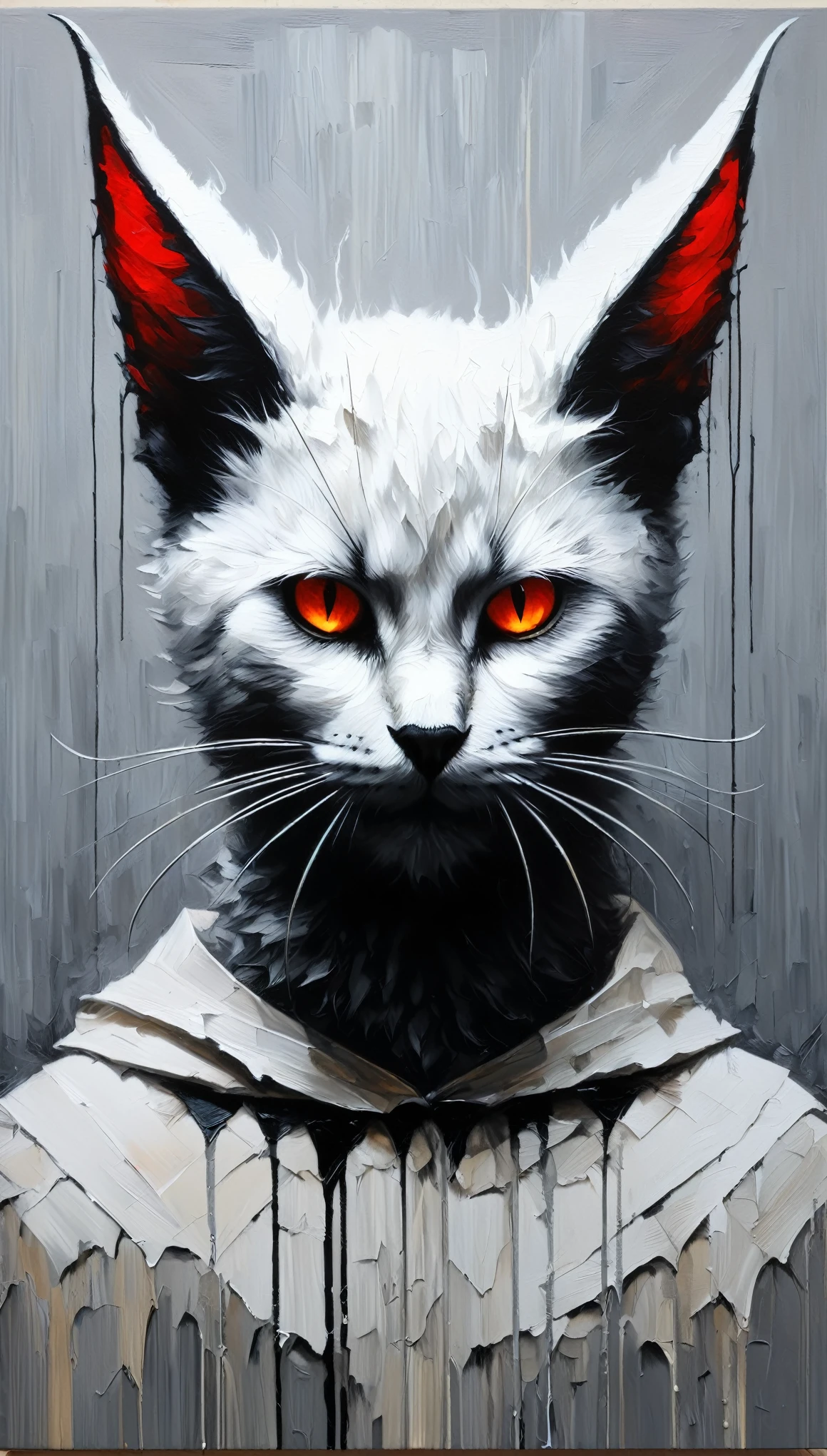 in style of Aron Demetz,Satan Cat ,painting