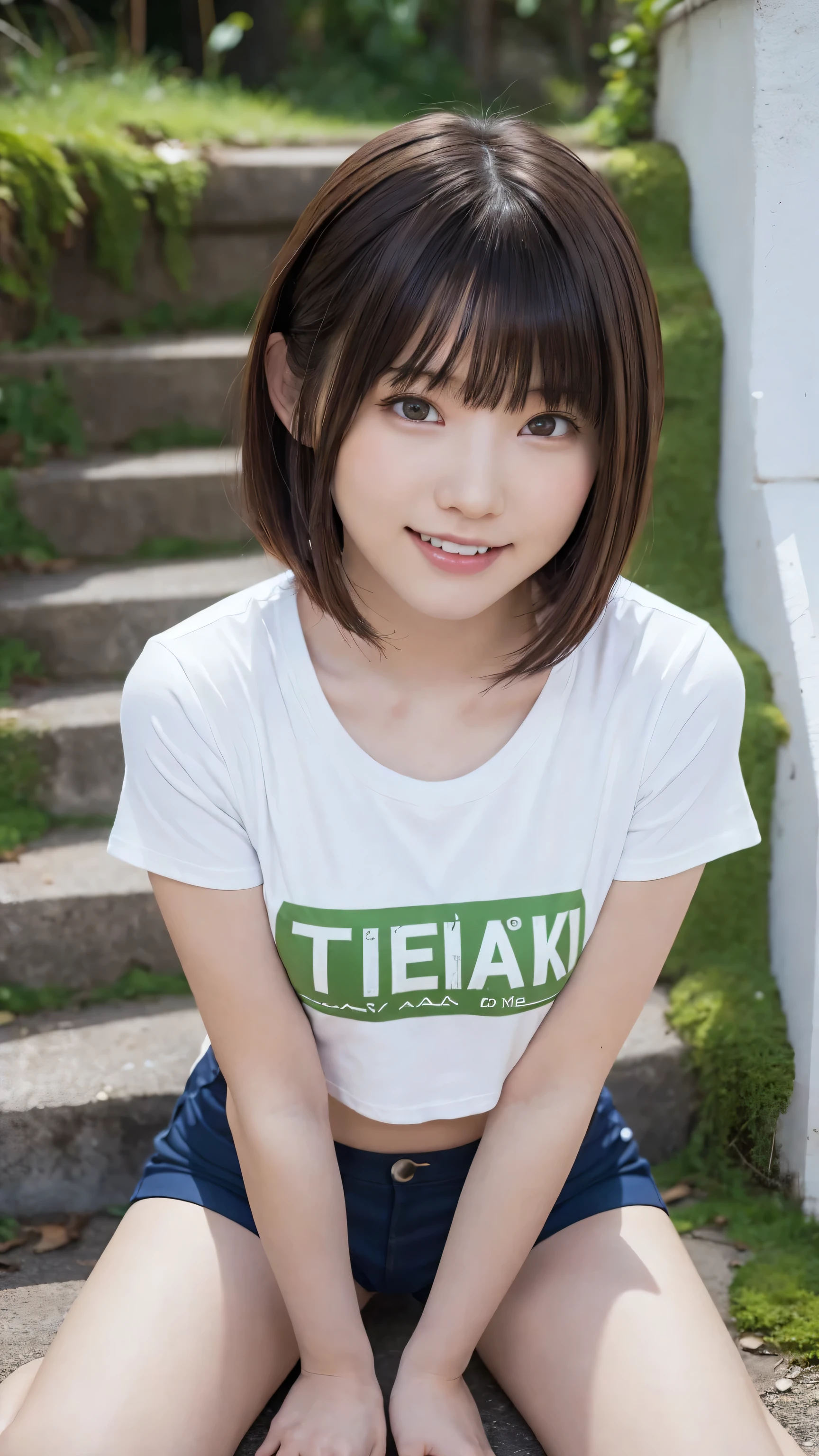 (((Japanese)))(9-year-old girl) ((((9-year-old girlが一人、solo)))) whole body写真 Full Shot Medium Short Hair A low ponytail whole body Thighs Casual wear 濡れてSee-throughる服 shirt ((濡れてSee-throughる))See-through short skirt cute (smile) Sandy Beach (((See-through))) between legs Spread your legs Spread your legs Raise your arms up Visible through the gap(Panties)