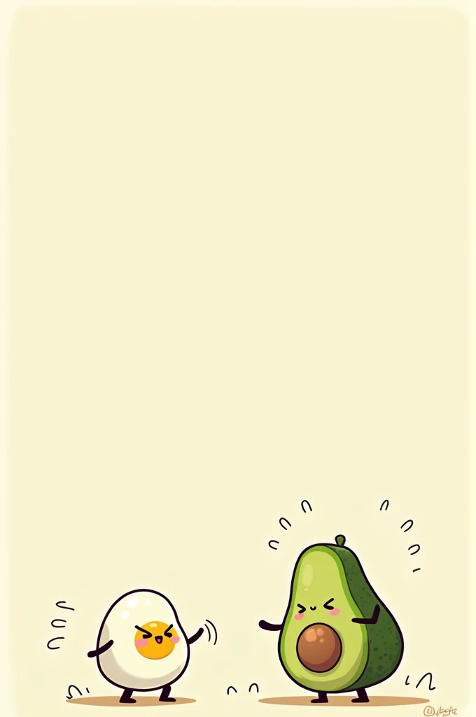 comic strip about an egg and an avocado who get to know each other and joke around together