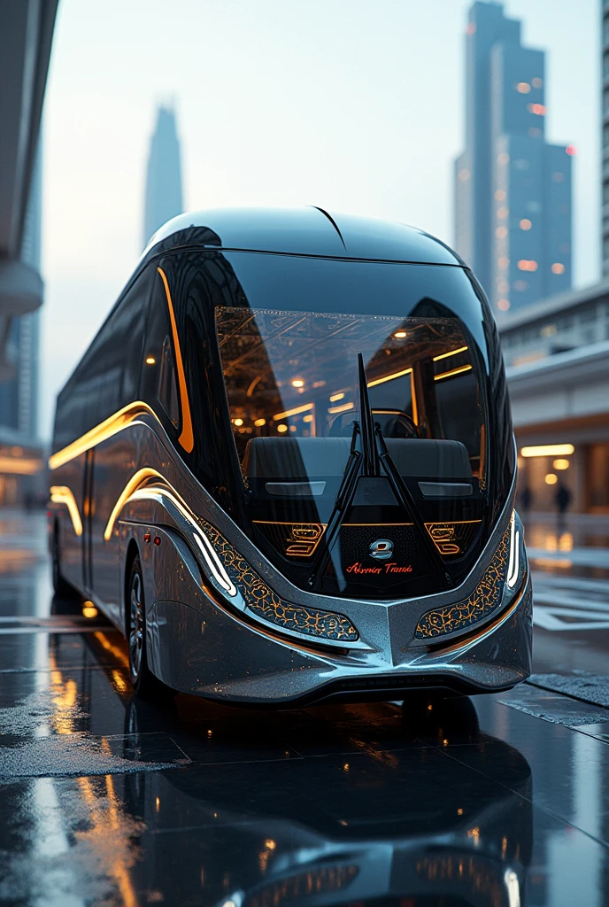 Imagine A  Luxury Bus 10000 percent luxury and more Futuristic 
