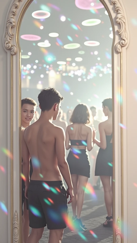 leave this photo as if it were a mirror of a party in the background