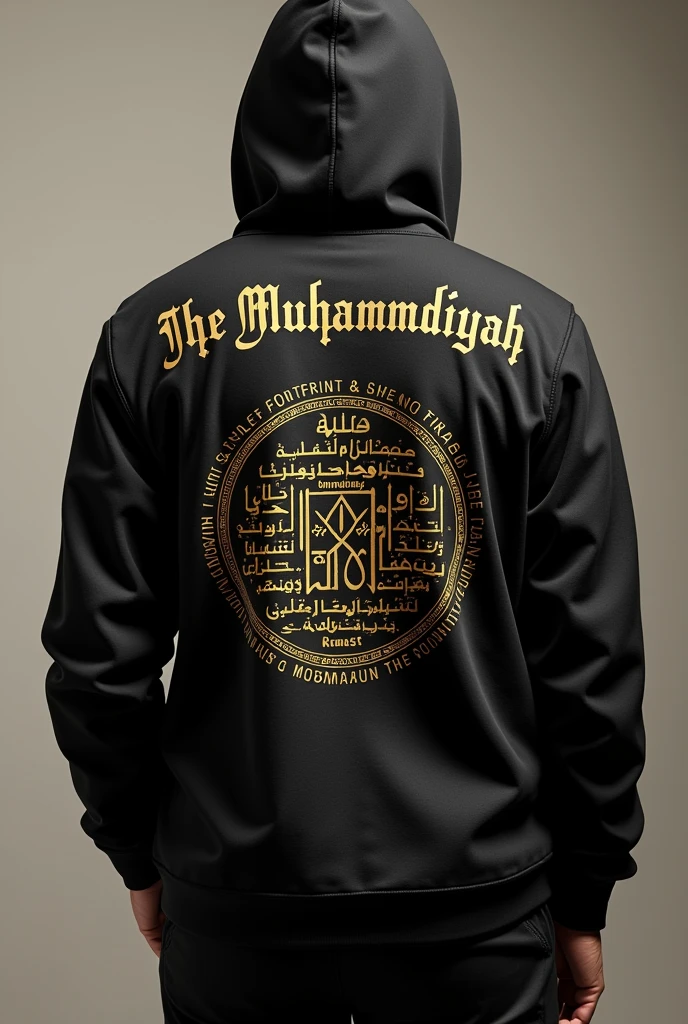 Make me a clothes design with teks "the sacred footprint of the son of Muhammadiyah" in front and teks "SOUTH BRANCH" in back