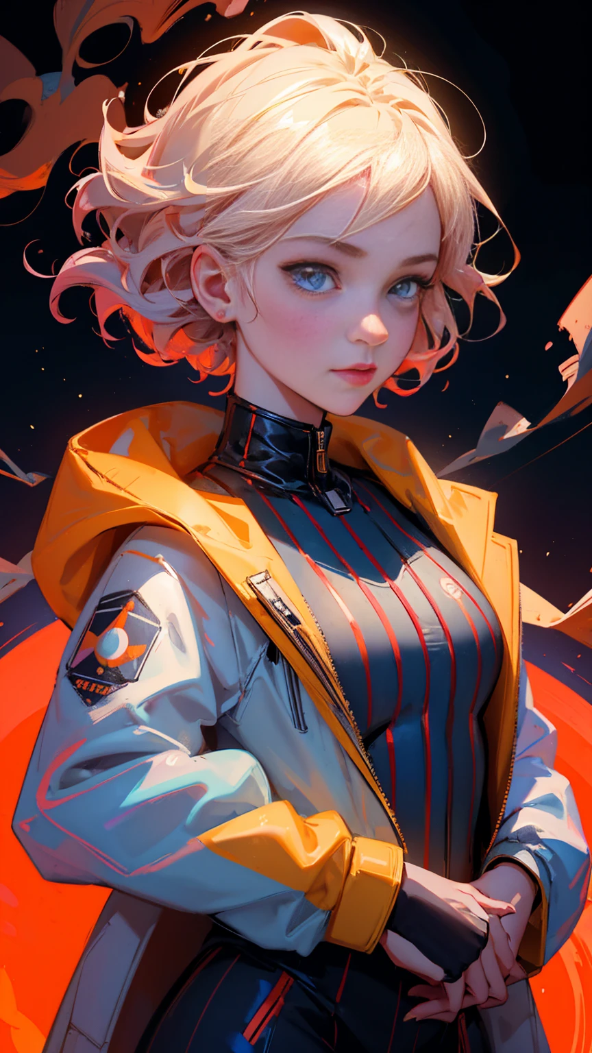 illustration of a Girl in a suit with a bitcoin on top of his face, 🚀🚀🚀, shockwaves are coming out, crypto, 🚀🌈🤩, jen bartel, best on adobe stock, nft portrait, crypto valut, 🔞🤡, trending on markets, bitcoin evil, the background is red, lowres, youtube thumbnail, illustration daily deviation