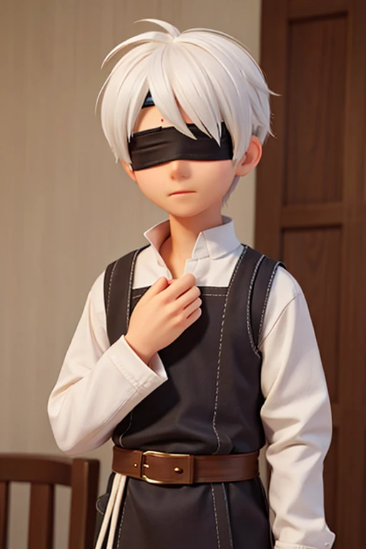 １６age、male、neutral、White Hair、Blindfold、