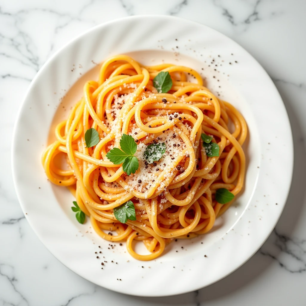 A delicious plate of pasta，