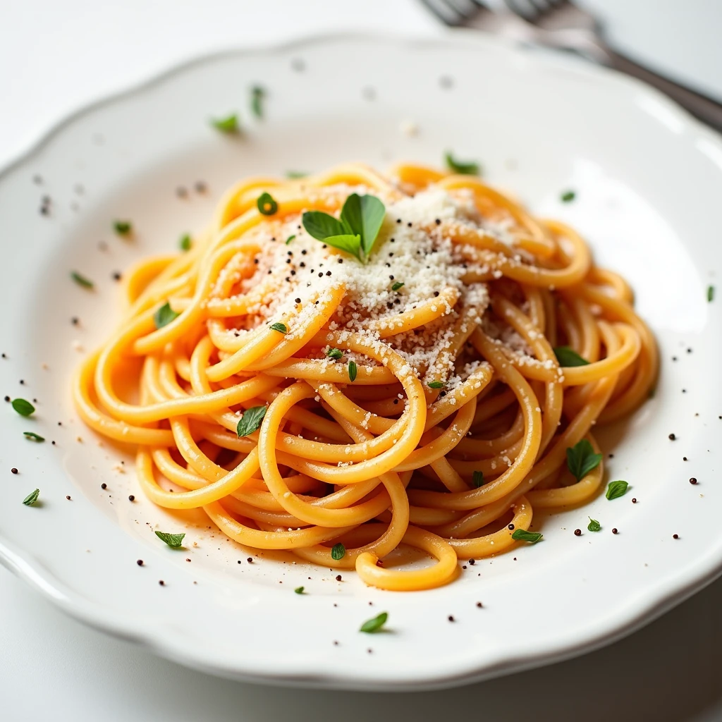 A delicious plate of pasta，