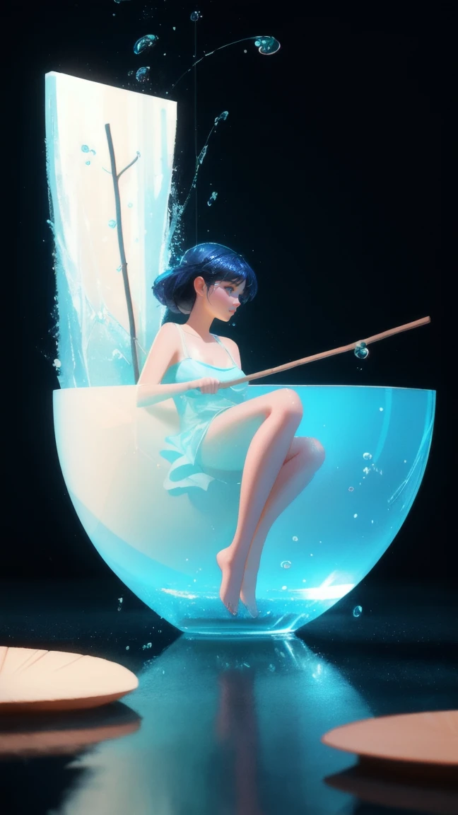 a beautiful girl in a bowl of water with a stick transduction, 3 d illustration, depicted as a 3 d render, stuck, trend on behance 3d art, trend on behance 3 d art, water manipulation photoshop, ultra realistic 3d illustration, pixar 3 d animation style, c 4 d ”, 3 d epic illustrations