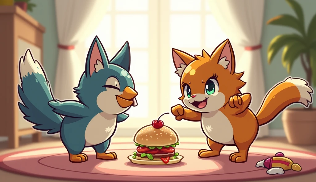 Shiro: “I say this food is mine, I saw it first!Narcissus: “But I caught it first, so it's mine!”