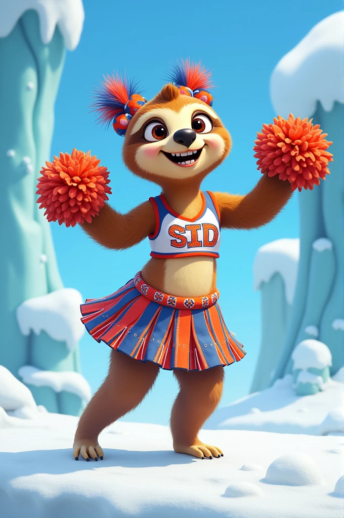 Sid from ice age wearing a cheerleading costume
