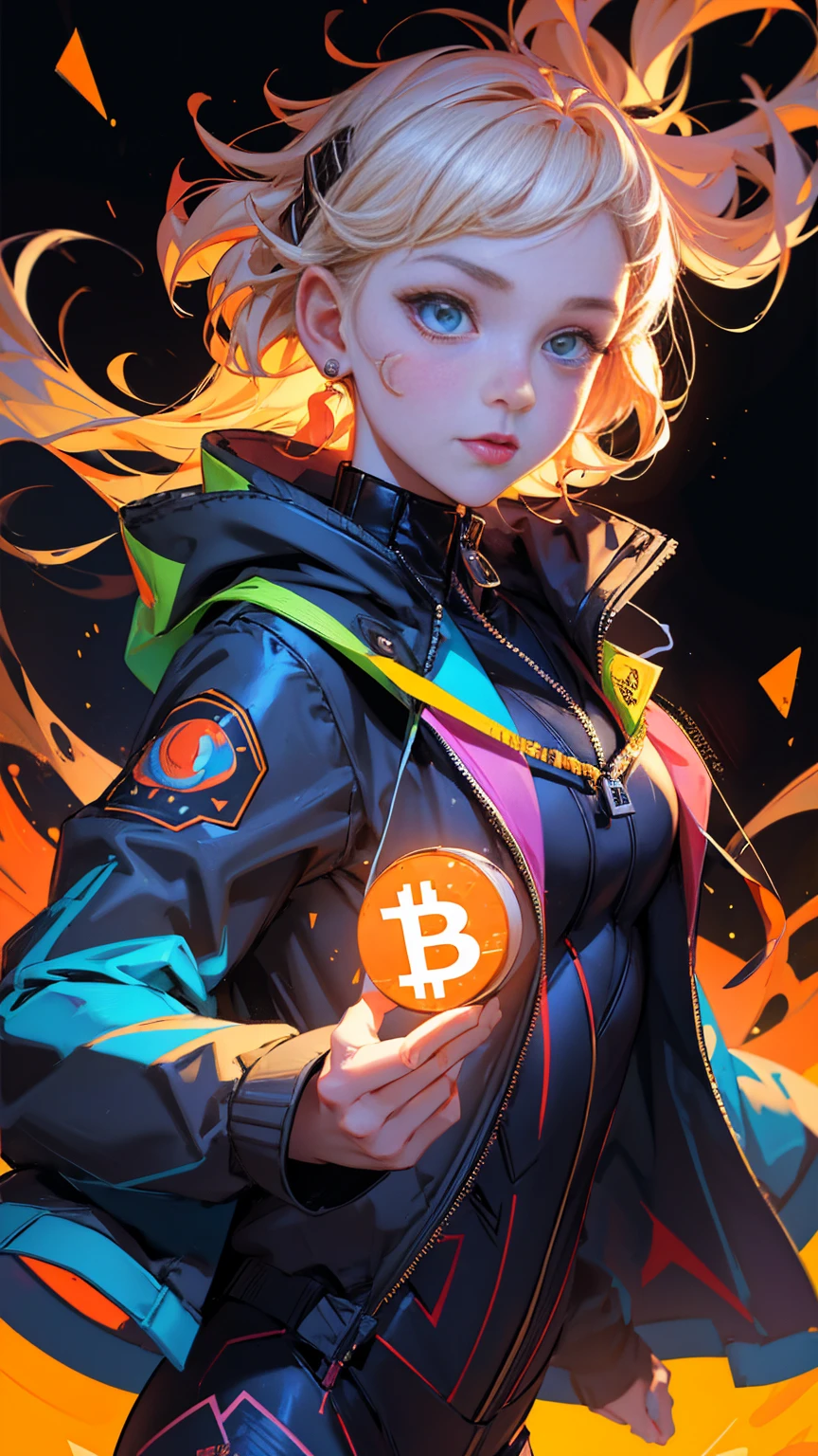 illustration of a girin a suit with a bitcoin on his face, a picture by Julia Pishtar, trending on reddit, excessivism, 🚀🚀🚀, shockwaves are coming out, crypto, 🚀🌈🤩, jen bartel, best on adobe stock, nft portrait, crypto valut, 🔞🤡, trending on markets, bitcoin evil