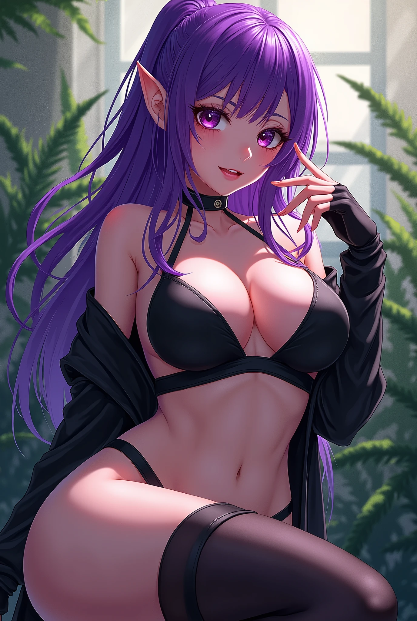 High resolution, high quality, One girl, Anime Girls, Pink Hair, Red eyes,heart shaped pupils, Brown glasses, Glowing Skin,[[pale skin]], Large Breasts,beautiful breasts,pointy breasts,long nipples,erect nipples, (Big Ass),beautiful ass,sweat,highleg swimsuit,squatting,open legs,arms behind head,[[During pregnancy]],Groin tattoo,glowing tattoo,Pointy Ears,Devil&#39;s Wings,Lower Body,at Shrine,(water),(water),