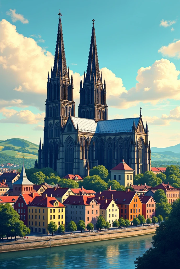 Cologne skyline stylized