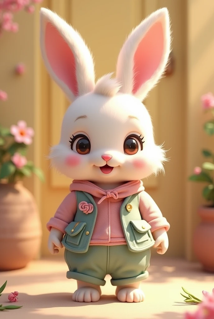 cute bunny with cute outfit