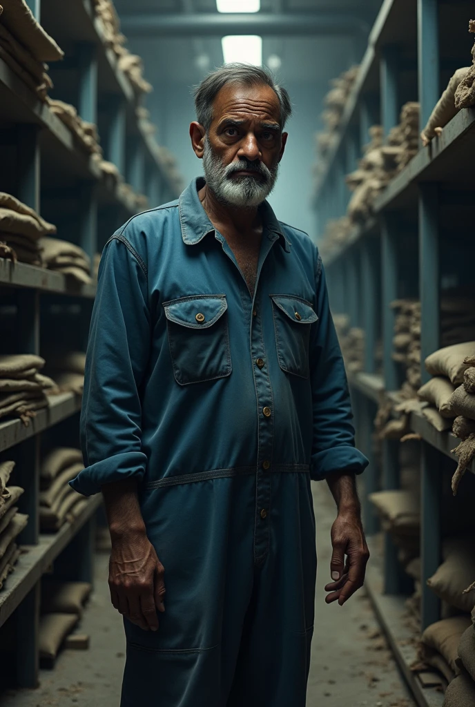 Indian employee in factory, looking sad