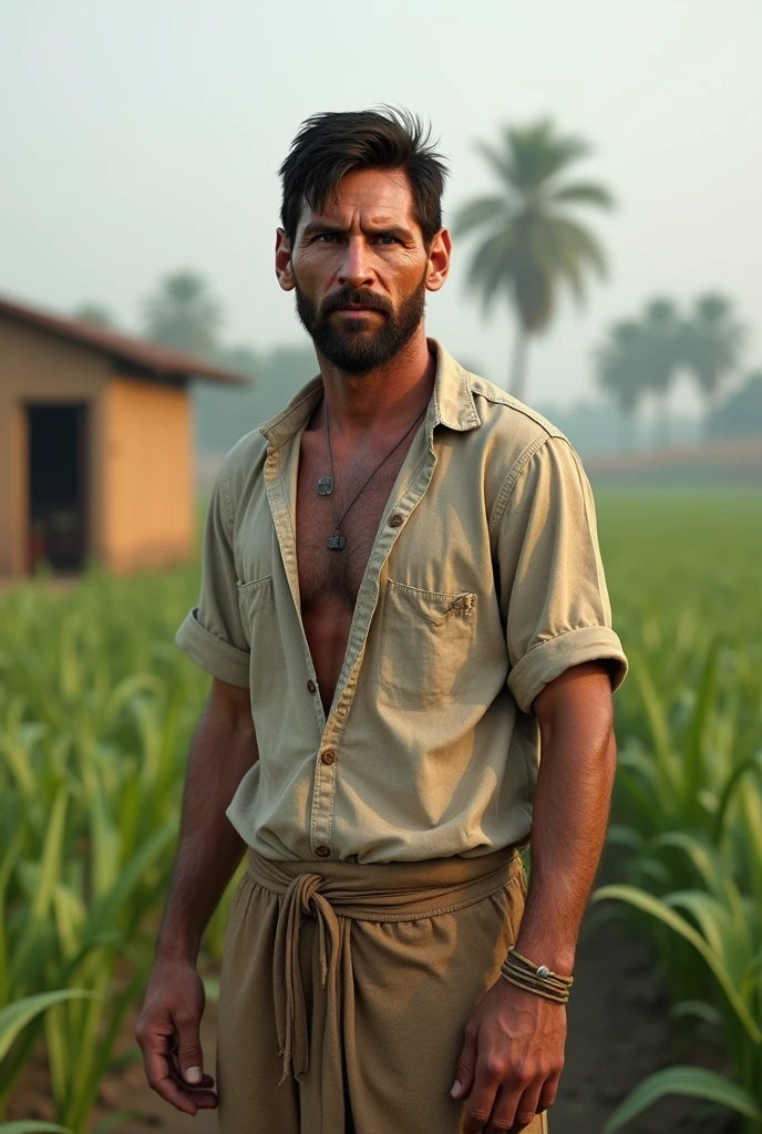 Messi as a indian poor farmer.