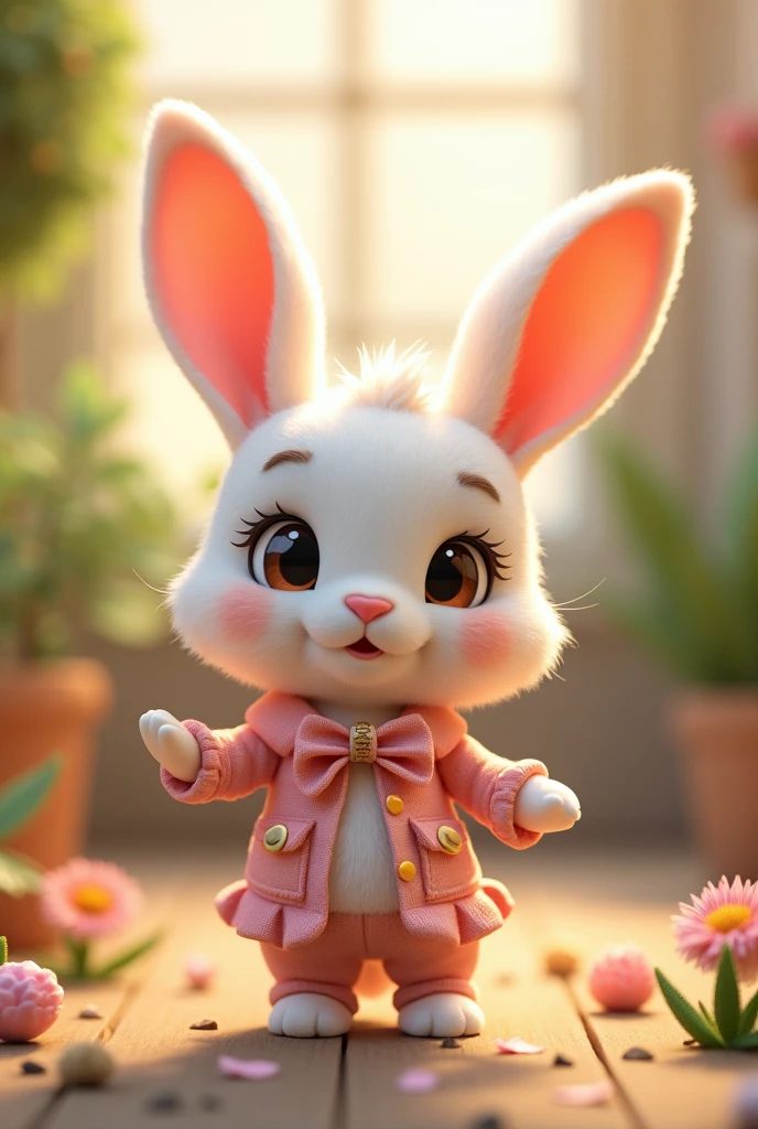 cute bunny with cute outfit