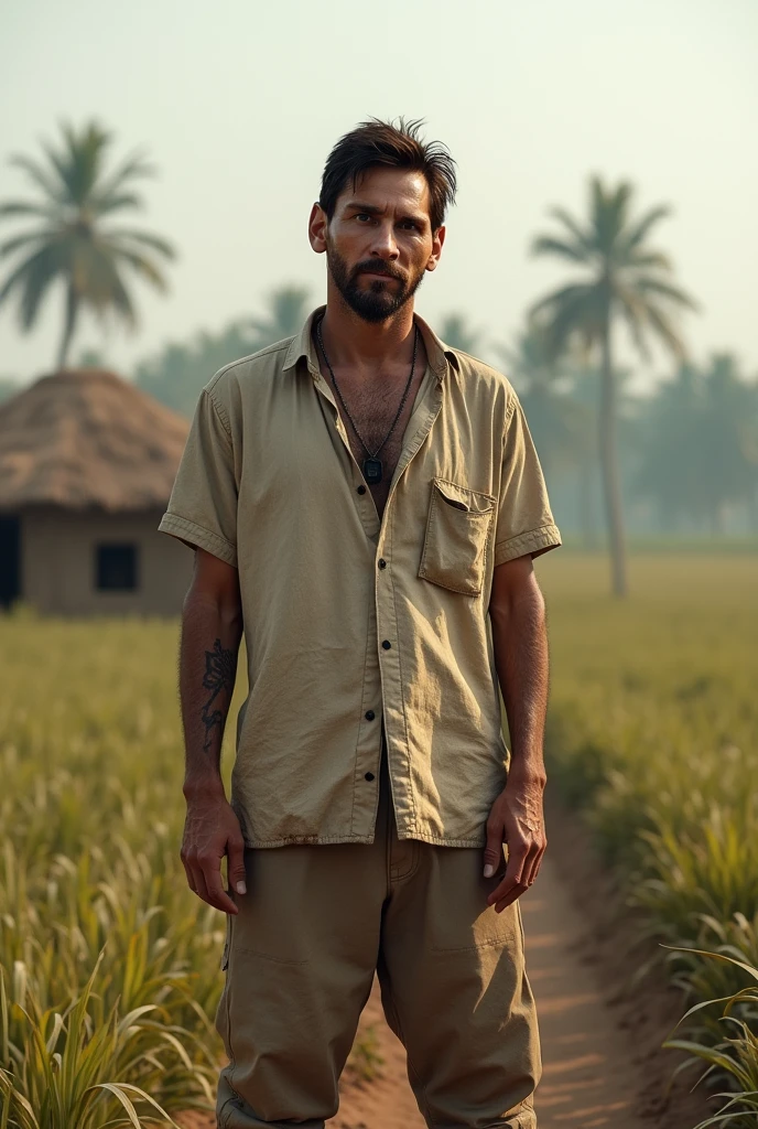Messi as a indian poor farmer.