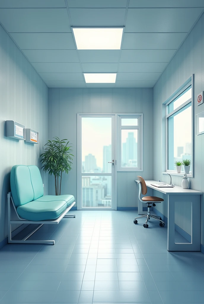 If you are commissioned by a medical doctor to retrofit an abandoned clinic of 5 meters by 6 meters in size, The Access hallway parallel to the 5 meter length of the room.