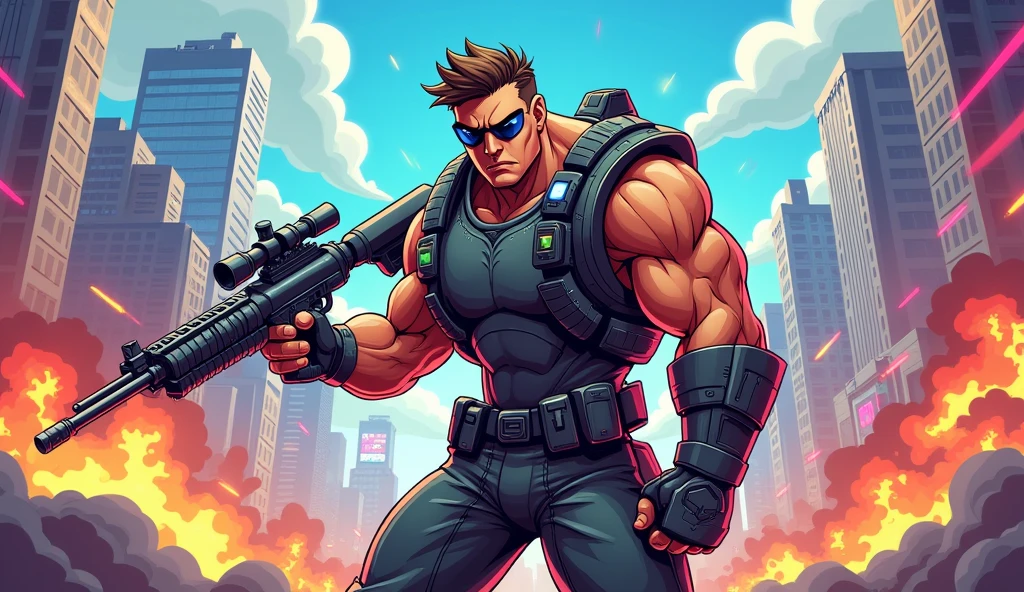Chris redfield doesn&#39;t wear pants, big cock cums In the night city, neon lights