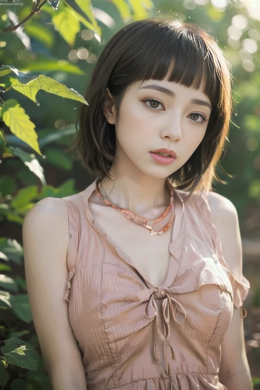 Random posture,1girl,seduce, beautiful breasts, lips, realistic, photo_\(medium\), solo, (masterpiece),(photorealistic:1.3), ultra-detailed, (high detailed skin:1.2),(best quality:1.0), (ultra highres:1.0), (ulzzang-6500:0.3), beautiful and clear eyes, delicate necklace,sunshine, (beautiful detailed makeup), (sexually aroused blushing heavy breathing:1.0), (soft glow bloom:0.5),