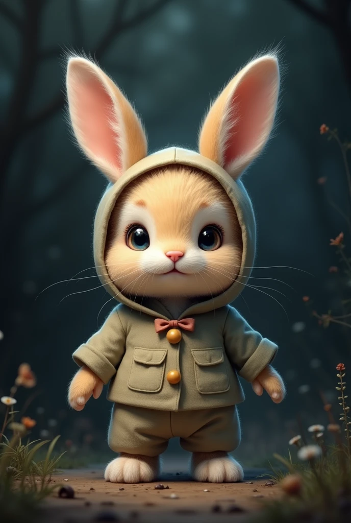 cute bunny with cute outfit in dark background
