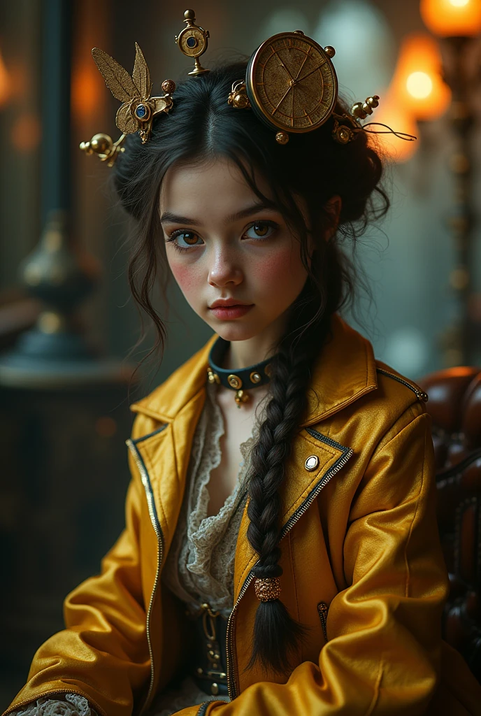 A whimsical Victorian gothic steampunk maiden, adorned in a golden jacket, captured in a low-angle shot. Surreal lighting casts enchanting shadows, enhancing her cute yet mysterious aura, inside room, .woman in a white dress is walking through the woods, beautiful fantasy art, fantasy woman, beautiful autumn spirit, breathtaking fantasy art, very beautiful fantasy art, graphic artist magali villeneuve, amazing fantasy art, inspired by Magali Villeneuve, goddess of autumn, digital art fantasy art, elfic priestess, 4k fantasy art, beautiful fantasy painting