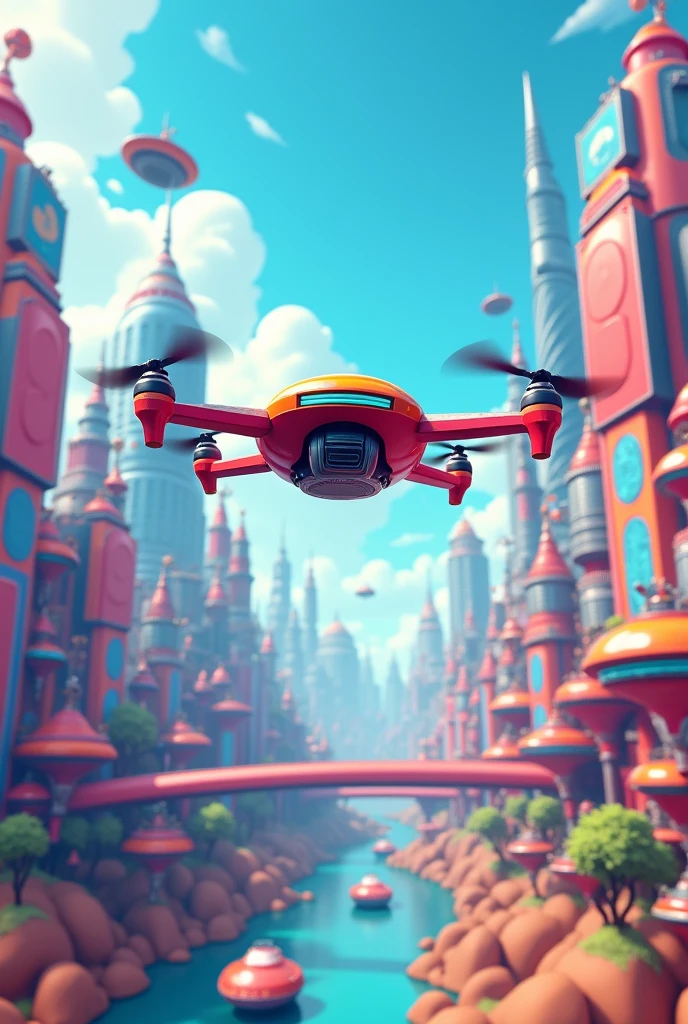 Destination drone shot ai 3d image cartoon type 