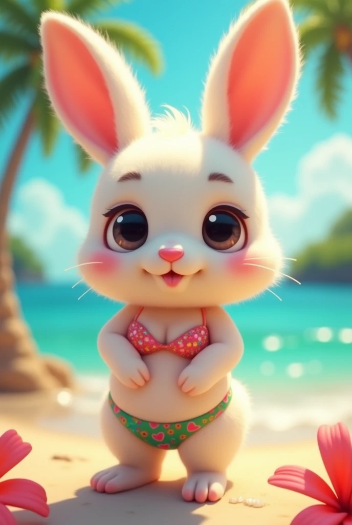 Cute bunny with bikini