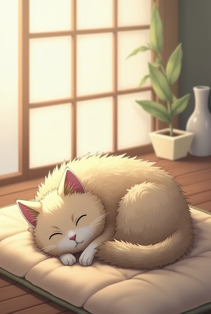 Cat　Sleeping on a futon