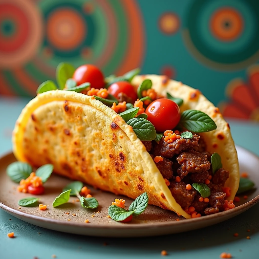 Italian taco,Meat,gourmet food,Tortillas,Disney style,