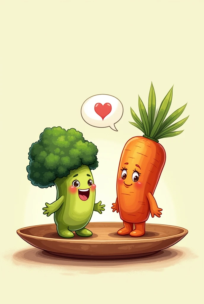 Create a book cover with vegetables on a plate chatting between 1 broccoli 