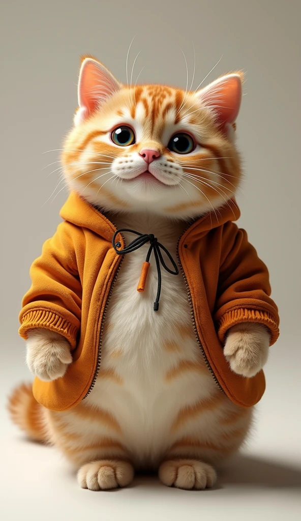 Photorealistic, 64K, A cute fat cat wearing a [pointblank costume], standing up,